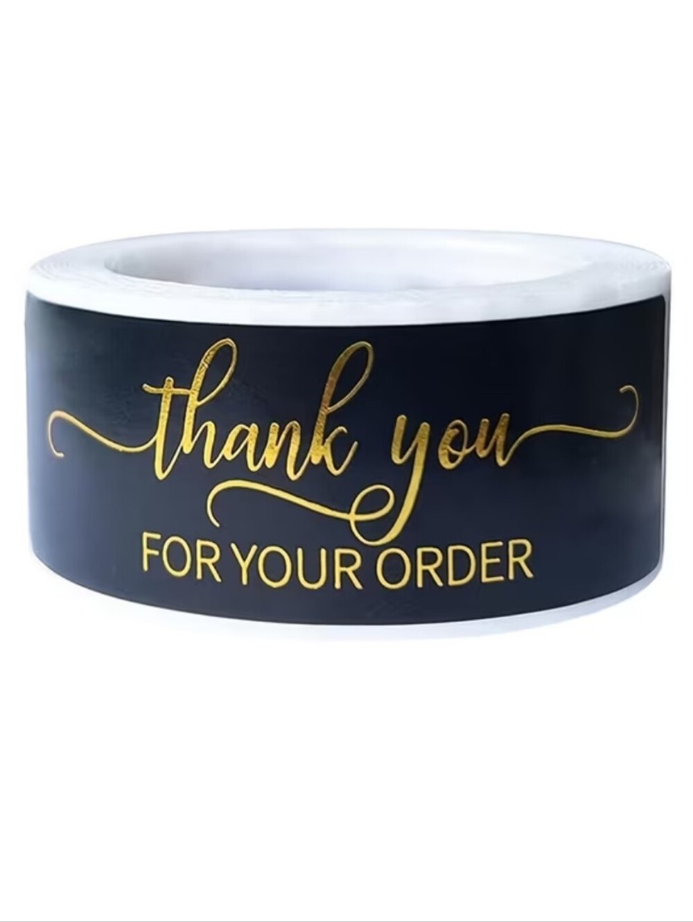 Thank You For Your Order Black & Gold Shipping Sticker Roll. 125. 3x1"